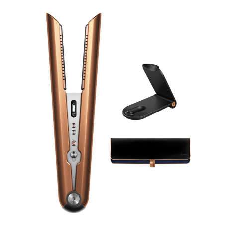 Placă de îndreptat părul fără firDyson HS07 Corrale Bco/Bnk 413111-01, 200 W, 3 setări, plăci flexibile, autonomie baterie 30 min, ecran OLED, cupru/nichel