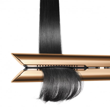 Безжична преса за коса Dyson HS07 Corrale Bco/Bnk 413111-01, 200W, 3 нива, Гъвкави плочи, Автономия 30 мин, OLED екран, Меден/Никел