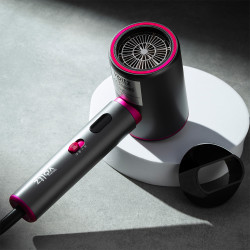 Uscator de par Oliver Voltz OV51100R, 2200W, 3 trepte, Motor DC, Aer rece, Indicatori LED, Gri/Violet