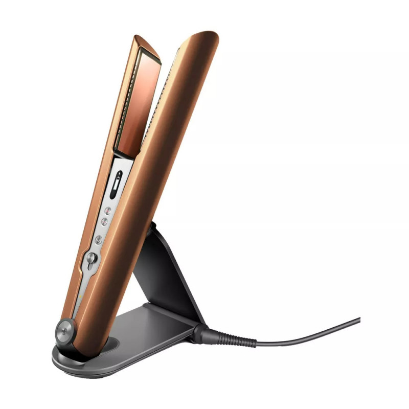 Placă de îndreptat părul fără firDyson HS07 Corrale Bco/Bnk 413111-01, 200 W, 3 setări, plăci flexibile, autonomie baterie 30 min, ecran OLED, cupru/nichel