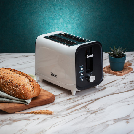 Prajitor de paine Oliver Voltz OV51440H, 800W, 4 trepte, 3 functii, Timer, Auto-centrare, Alb