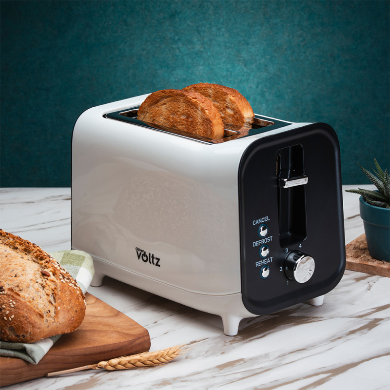 Prajitor de paine Oliver Voltz OV51440H, 800W, 4 trepte, 3 functii, Timer, Auto-centrare, Alb