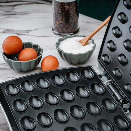 Aparat pentru copt 24 forme coji de nuci Rosberg Premium R51442E, 1200W, Placi antiadere, Alb