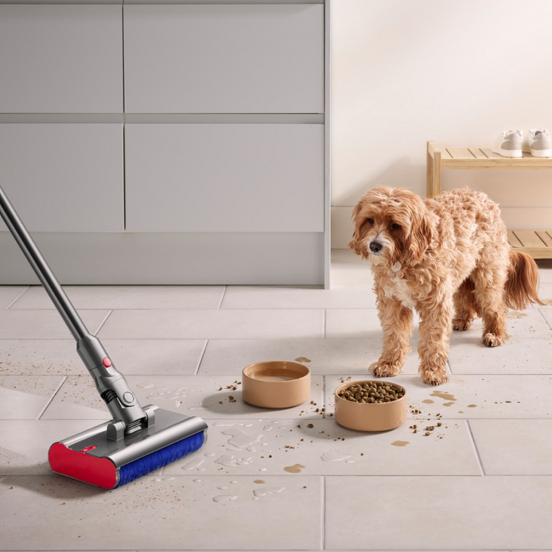 Aspirator vertical Dyson V12s Detect Slim Submarine 485350-01, 140AW, 0,35 L, 60 min, uscat/umed, 3 moduri, HEPA, senzor de praf, golire igienică, LCD cu date în timp real, nichel/galben