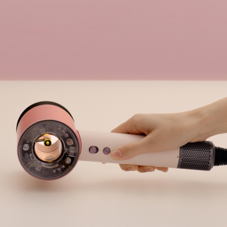 Uscător de păr Dyson HD16 Supersonic Nural Ceramic Pink/Rose Gold Straight+Wavy 113407-01, 1600 W, 3 viteze, 4 temperaturi, ioni negativi, 5 accesorii, protecție pentru scalp, roz ceramic/aur roz