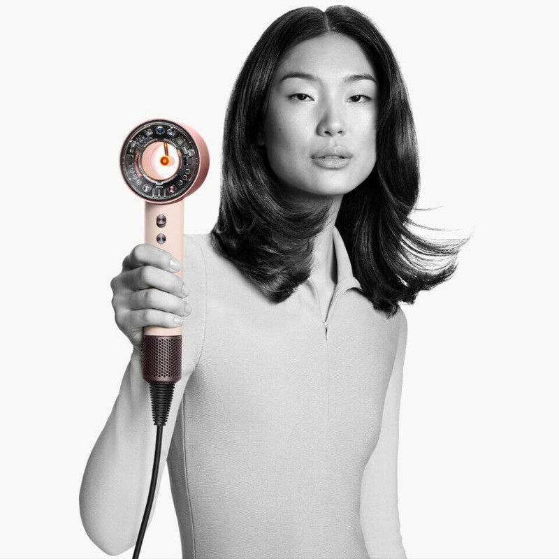 Uscător de păr Dyson HD16 Supersonic Nural Ceramic Pink/Rose Gold Straight+Wavy 113407-01, 1600 W, 3 viteze, 4 temperaturi, ioni negativi, 5 accesorii, protecție pentru scalp, roz ceramic/aur roz