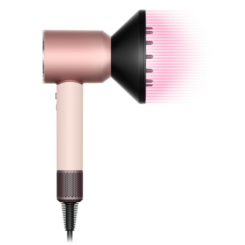 Uscător de păr Dyson HD16 Supersonic Nural Ceramic Pink/Rose Gold Straight+Wavy 113407-01, 1600 W, 3 viteze, 4 temperaturi, ioni negativi, 5 accesorii, protecție pentru scalp, roz ceramic/aur roz