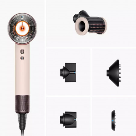 Uscător de păr Dyson HD16 Supersonic Nural Ceramic Pink/Rose Gold Straight+Wavy 113407-01, 1600 W, 3 viteze, 4 temperaturi, ioni negativi, 5 accesorii, protecție pentru scalp, roz ceramic/aur roz