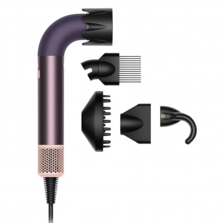 Uscator pentru par Dyson HD17 Supersonic r™ Jasper Plum Straight+Wavy 122781-01, 1700 W, 4 setari inteligente de temperatura, 3 viteze, Ionizare, Recunoastere atasament RFID, Protectie scalp, Violet