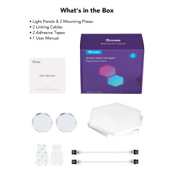 Set de 10 panouri LED inteligente Govee Glide Hexa RGBIC H6061, sincronizare muzicală, Wi-Fi, control vocal, alb