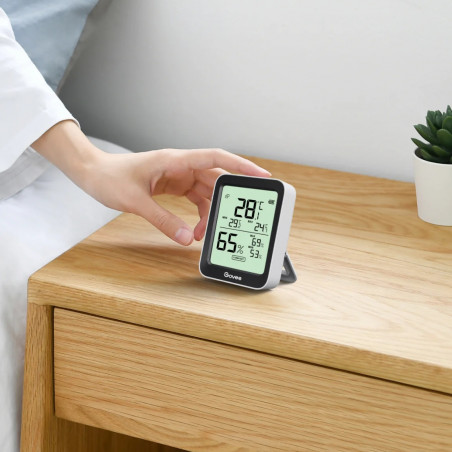 Termometru și higrometru pentru interior Govee H5075, Bluetooth, indicator de confort al temperaturii, afișaj LCD, alb