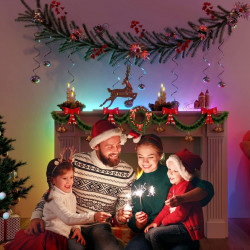 Bandă LED inteligentă Govee RGBIC H618A3D1, 12 W, 5 m, 90 LED-uri, Wi-Fi, Bluetooth, Alexa, control vocal și mobil, albă