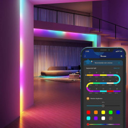 Bandă LED inteligentă Govee RGBIC H618A3D1, 12 W, 5 m, 90 LED-uri, Wi-Fi, Bluetooth, Alexa, control vocal și mobil, albă