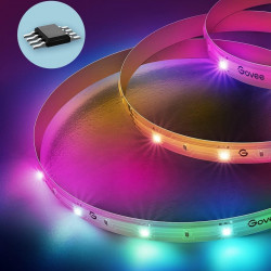 Bandă LED inteligentă Govee RGBIC H618A3D1, 12 W, 5 m, 90 LED-uri, Wi-Fi, Bluetooth, Alexa, control vocal și mobil, albă