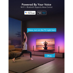 Set 2 Smart LED lampi pentru televizor LED Govee H6046 RGBIC, 24 W, Segmente de culoare adresabile, Wi-Fi, Bluetooth, Govee Home, Negru