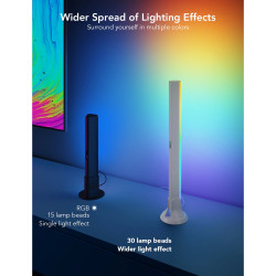 Set 2 Smart LED lampi pentru televizor LED Govee H6046 RGBIC, 24 W, Segmente de culoare adresabile, Wi-Fi, Bluetooth, Govee Home, Negru