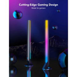 Set de 2 lămpi LED inteligente pentru jocuri Govee RGBIC H6047, 24 W, segmente de culoare adresabile, Wi-Fi, Bluetooth, Govee Home, negru