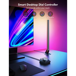 Set de 2 lămpi LED inteligente pentru jocuri Govee RGBIC H6047, 24 W, segmente de culoare adresabile, Wi-Fi, Bluetooth, Govee Home, negru