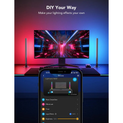 Set de 2 lămpi LED inteligente pentru jocuri Govee RGBIC H6047, 24 W, segmente de culoare adresabile, Wi-Fi, Bluetooth, Govee Home, negru