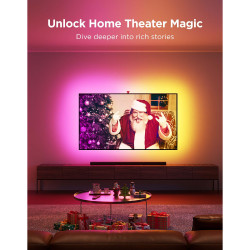 Govee Envisual T2 RGBIC H605C Bandă LED inteligentă pentru televizor, 36 W, segmente de culoare adresabile, Wi-Fi, Bluetooth, televizor de până la 65", sincronizare culori, control vocal, negru