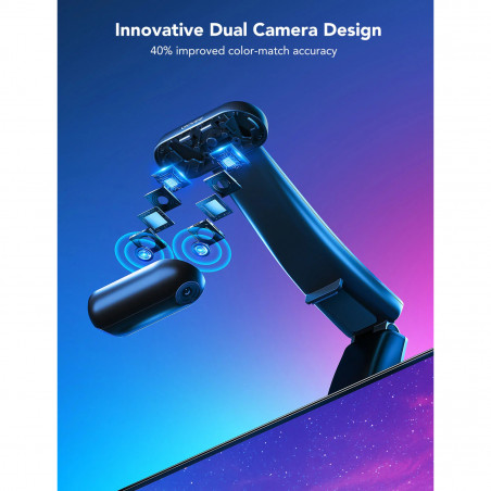 Govee Envisual T2 RGBIC H605C Bandă LED inteligentă pentru televizor, 36 W, segmente de culoare adresabile, Wi-Fi, Bluetooth, televizor de până la 65", sincronizare culori, control vocal, negru