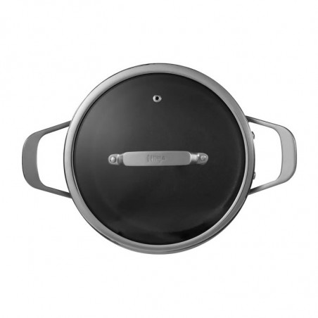 Set oale cu capac Ninja ZeroStick C33300DE, 6 piese, Pana la 260°C, Acoperire antiaderenta, Fara PFAS, Capac sticla, Inductie, Negru
