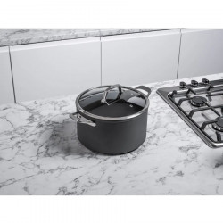 Set oale cu capac Ninja ZeroStick C33300DE, 6 piese, Pana la 260°C, Acoperire antiaderenta, Fara PFAS, Capac sticla, Inductie, Negru