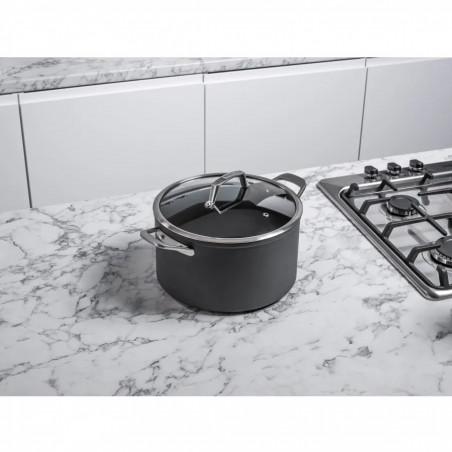 Set oale cu capac Ninja ZeroStick C33300DE, 6 piese, Pana la 260°C, Acoperire antiaderenta, Fara PFAS, Capac sticla, Inductie, Negru