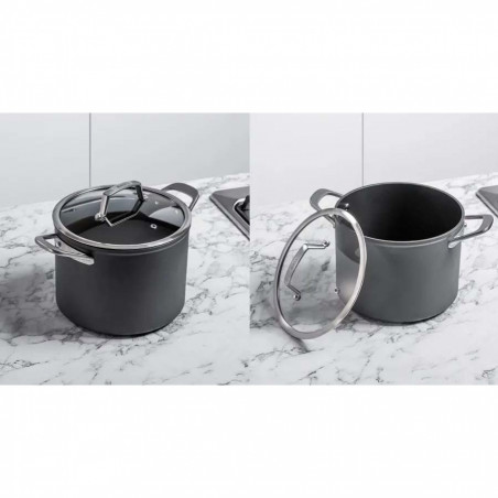 Set oale cu capac Ninja ZeroStick C33300DE, 6 piese, Pana la 260°C, Acoperire antiaderenta, Fara PFAS, Capac sticla, Inductie, Negru