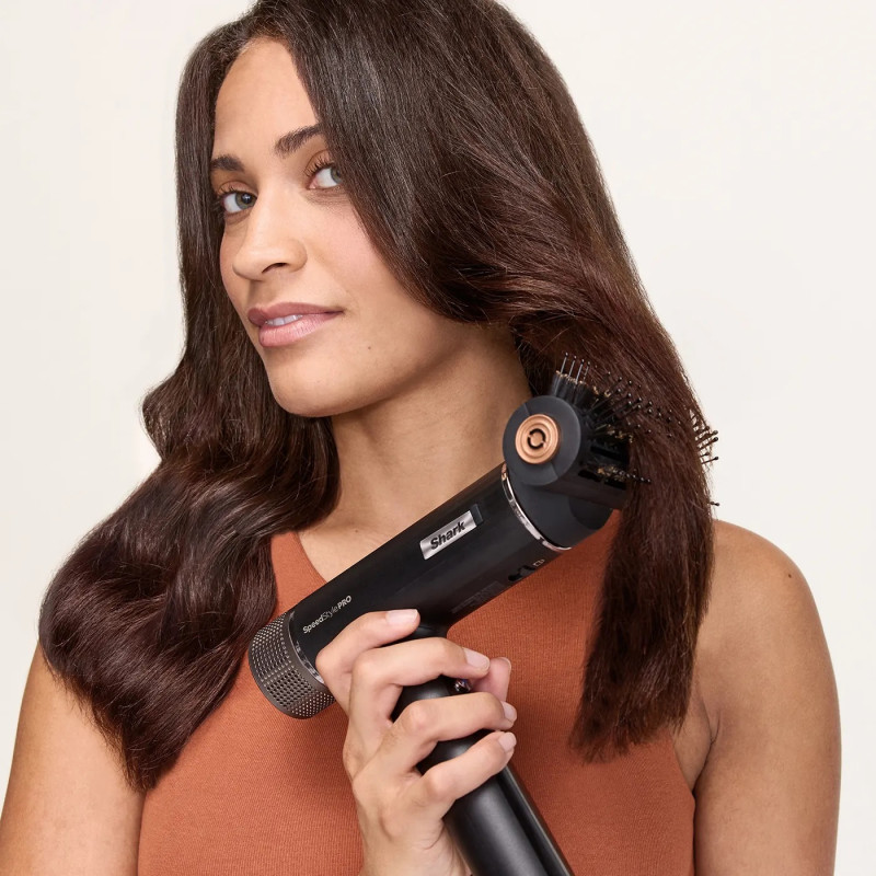 Uscător de păr 3-în-1 Shark SpeedStyle Pro HD731EU, 1750 W, 3 viteze, 4 setări, Coanda, recunoaștere duză iQ, protecție scalp, negru