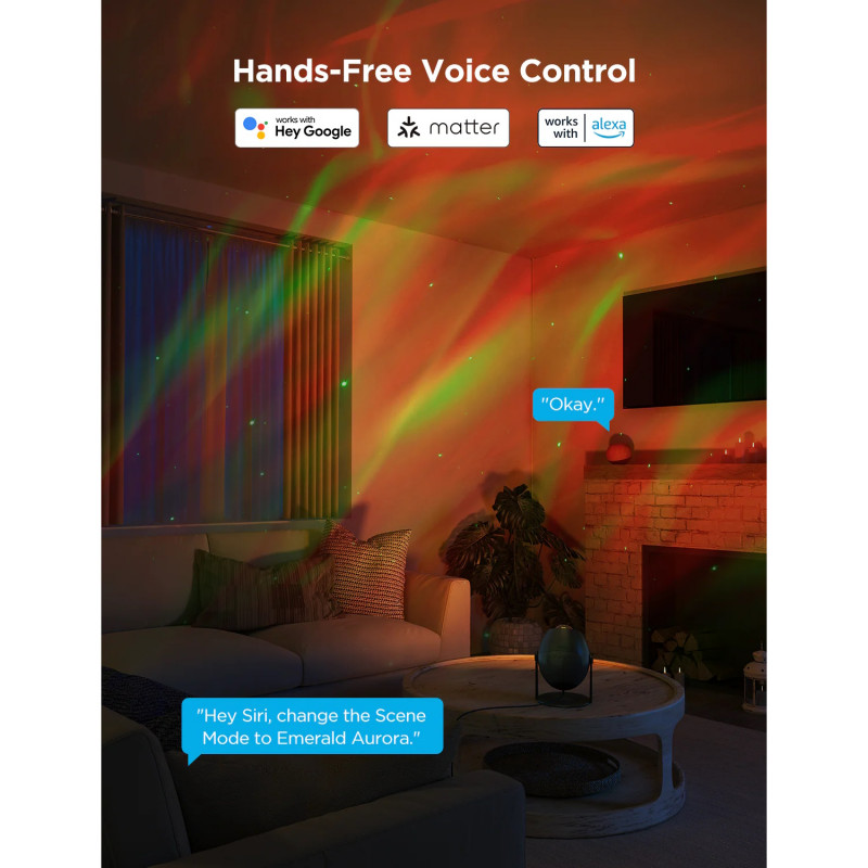 Proiector inteligent tip lampă Govee Star Light Projector H6093, 12 W, RGBW, control vocal, Wi-Fi, Bluetooth, negru