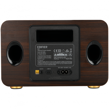 Difuzor Edifier D32 BL-WALNUT, 60 W, 11 ore, audio de înaltă rezoluție/wireless, Bluetooth 5.3, Wi-Fi, Apple Airplay2, DRC, DSP, corp din lemn, nuc negru/maro