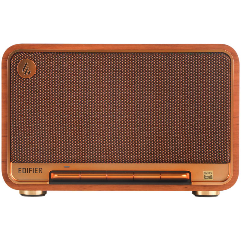 Boxa Edifier D32 BR, 60 W, Baterie pana la11 h, Audio de inalta rezolutie/wireless, Bluetooth 5.3, Wi-Fi, Apple Airplay2, DRC, DSP, Carcasa din lemn, Maro