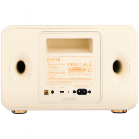 Boxa Edifier D32 WH, 60 W, Baterie pana la 11 h, Audio de inalta rezolutie/wireless, Bluetooth 5.3, Wi-Fi, Apple Airplay2, DRC, DSP, Carcasa din lemn, Alb