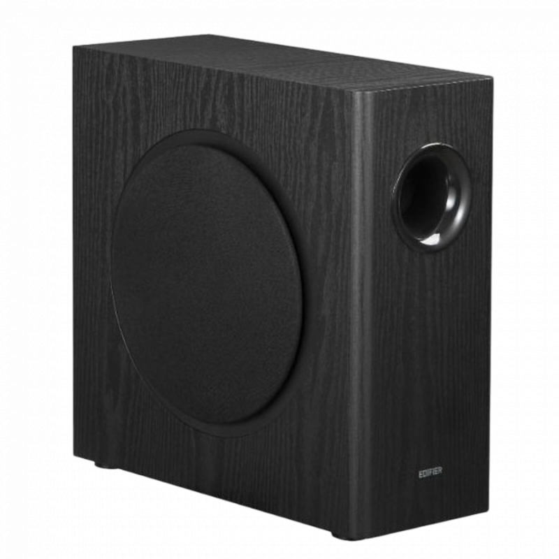 Subwoofer Edifier T5s, 70 W RMS, difuzor de bas de 8", frecvențe de până la 35 Hz, RCA, filtru trece-jos, negru