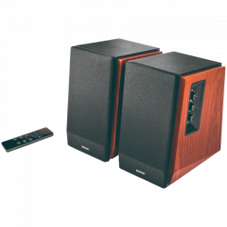 Boxe Edifier R1700BTs, 66 W RMS, Bluetooth V5.1, RCA, Subwoofer, DSP, DRC, Telecomanda, Lemn MDF, Maro