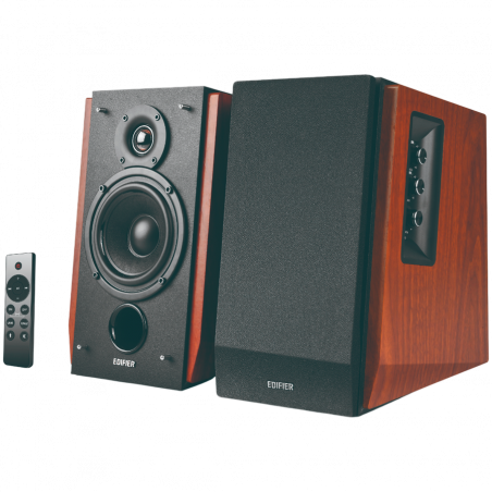 Boxe Edifier R1700BTs, 66 W RMS, Bluetooth V5.1, RCA, Subwoofer, DSP, DRC, Telecomanda, Lemn MDF, Maro