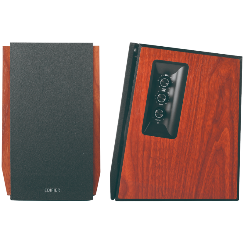 Boxe Edifier R1700BTs, 66 W RMS, Bluetooth V5.1, RCA, Subwoofer, DSP, DRC, Telecomanda, Lemn MDF, Maro
