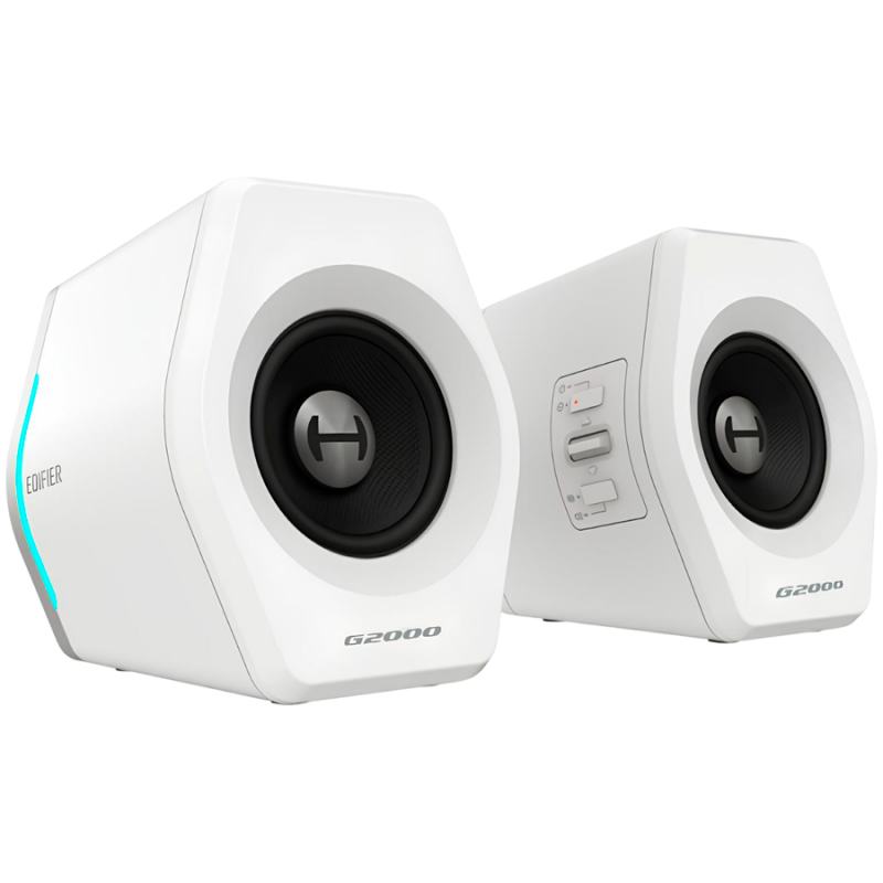 Difuzoare pentru jocuri Edifier G2000 2.0 WH, 16 W RMS, BT V5.1, USB, AUX, RGB, Hi-Fi, 3 moduri, memorie setări, alb