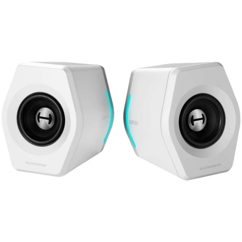 Difuzoare pentru jocuri Edifier G2000 2.0 WH, 16 W RMS, BT V5.1, USB, AUX, RGB, Hi-Fi, 3 moduri, memorie setări, alb