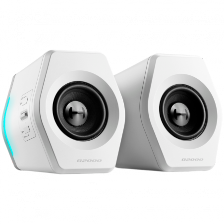 Difuzoare pentru jocuri Edifier G2000 2.0 WH, 16 W RMS, BT V5.1, USB, AUX, RGB, Hi-Fi, 3 moduri, memorie setări, alb