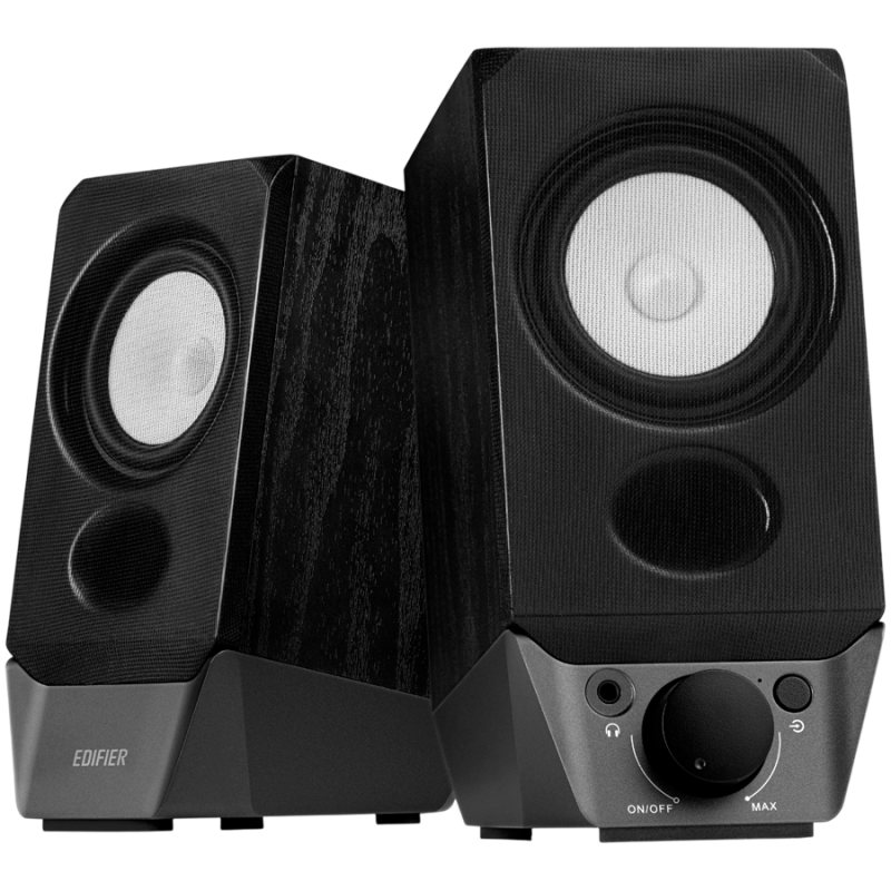 Boxe Edifier R19BT 2.0, 4 W RMS, Bluetooth V5.3, USB, AUX, Design inclinat, Port frontal de 3,5 mm, Negru