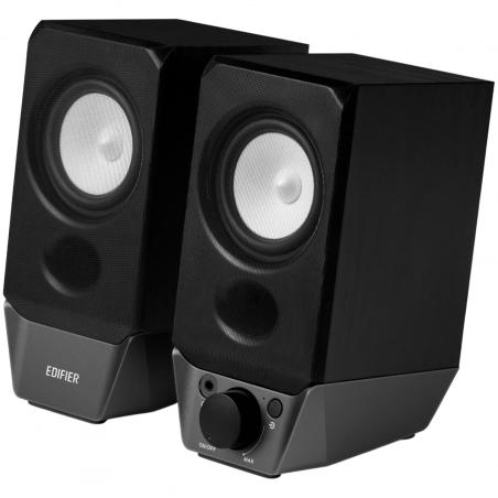 Boxe Edifier R19BT 2.0, 4 W RMS, Bluetooth V5.3, USB, AUX, Design inclinat, Port frontal de 3,5 mm, Negru