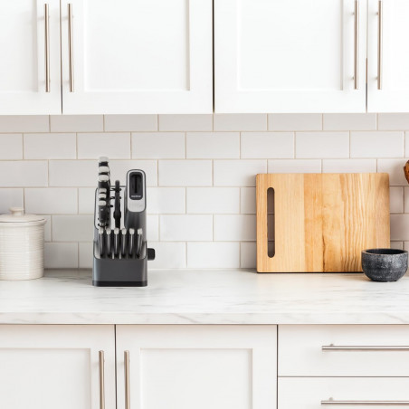 Set cutite cu ascutitor si suport Ninja K32014EUUK, 6 piese, StaySharp, Design ergonomic, Argintiu/Negru