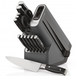 Set cutite cu ascutitor si suport Ninja K32014EUUK, 6 piese, StaySharp, Design ergonomic, Argintiu/Negru