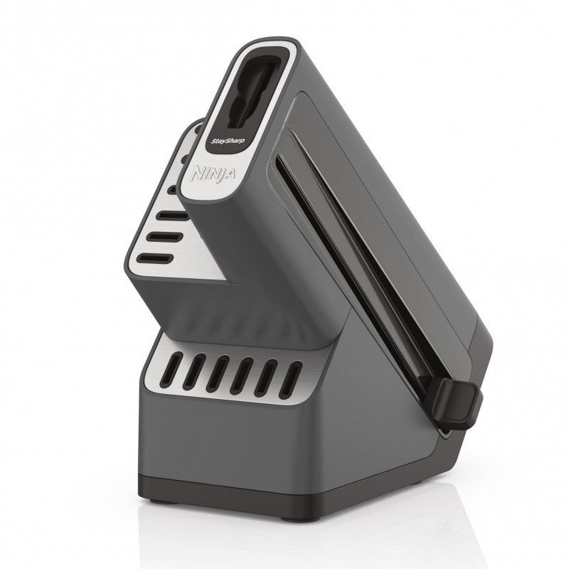 Set cutite cu ascutitor si suport Ninja K32014EUUK, 6 piese, StaySharp, Design ergonomic, Argintiu/Negru