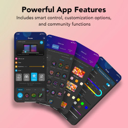 Bandă LED inteligentă Govee RGBIC H612CCD1, 36 W, 10 m, RGBICW, 240 LED-uri, Bluetooth, Wi-Fi, negru