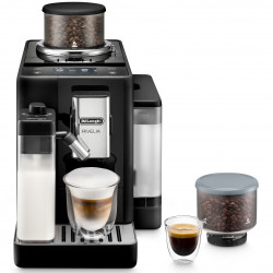 Mașină de espresso DeLonghi Rivelia Onyx Black EXAM440.55.B, 1450 W, 19 bari, 1,4 L, 16 băuturi, Aroma, LatteCrema Hot, Twin Shot, Bean Adapt, ecran tactil TFT, negru mat
