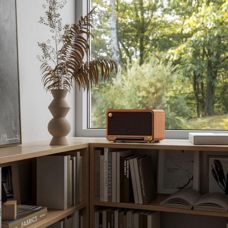 Boxa Edifier D32 BR, 60 W, Baterie pana la11 h, Audio de inalta rezolutie/wireless, Bluetooth 5.3, Wi-Fi, Apple Airplay2, DRC, DSP, Carcasa din lemn, Maro