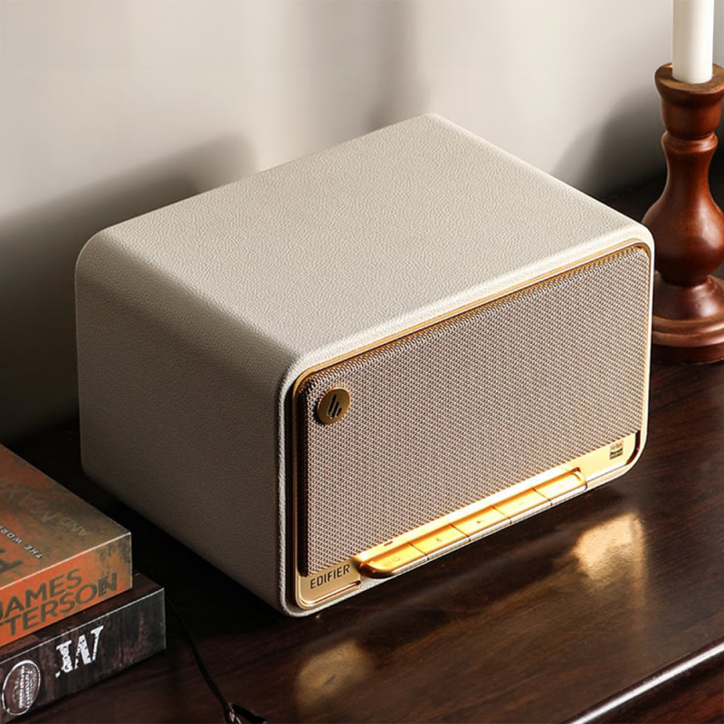 Boxa Edifier D32 WH, 60 W, Baterie pana la 11 h, Audio de inalta rezolutie/wireless, Bluetooth 5.3, Wi-Fi, Apple Airplay2, DRC, DSP, Carcasa din lemn, Alb